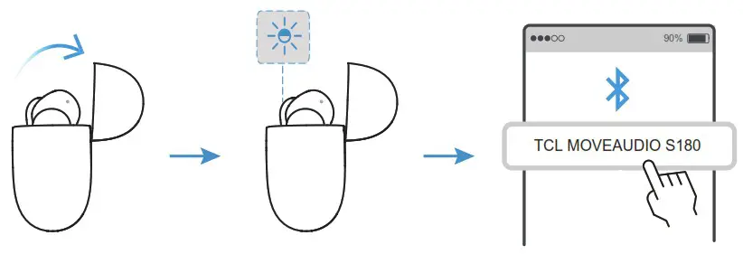 TCL MOVEAUDIO S180 True Wireless Earbuds - Connect with a Bluetooth device