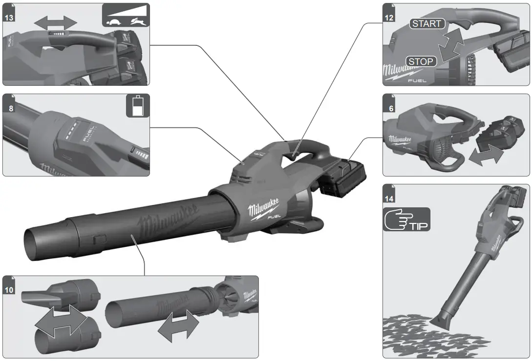 milwaukee M18 F2BL FUEL Dual Battery Blower 2 x 8.0Ah - Fig 1