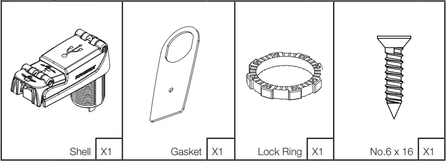 SCANSTRUT ROKK SC USB 02 Charge + Waterproof USB Socket - Part List