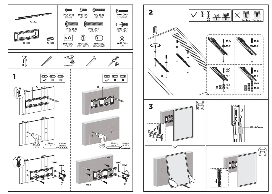 q -tee QP4264AF Heavy Duty Fixed TV Wall Mount Img1