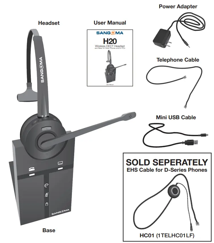 SANGOMA H20 Wireless DECT Headset - Overview