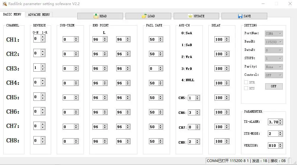 RadioLink RLKT081002 - BASIC Menu 1