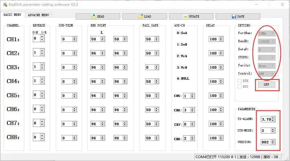 RadioLink RLKT081002 - PARAMETERS