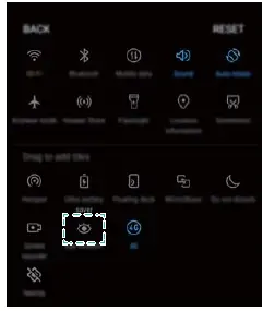 Enabling and disabling eye comfort mode