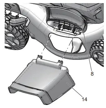 greenworksTOOLS LME455 48V 20-inch Self-Propelled Lawn Mower User Manual - INSTALL THE SIDE DISCHARGE Chute