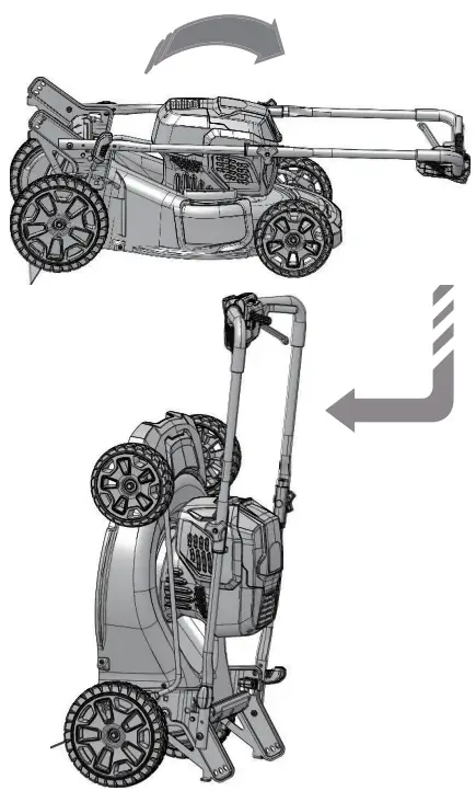 greenworksTOOLS LME455 48V 20-inch Self-Propelled Lawn Mower User Manual - VERTICAL STORAGE