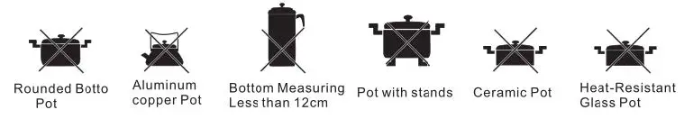 unsuitable pot , pan