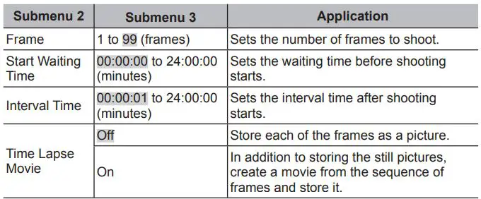 OLYMPUS Digital Camera Instruction Manual - Adjusting interval settings