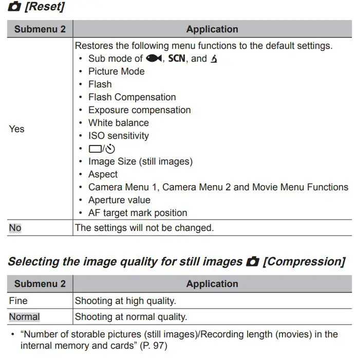 OLYMPUS Digital Camera Instruction Manual - Camera Menu 1
