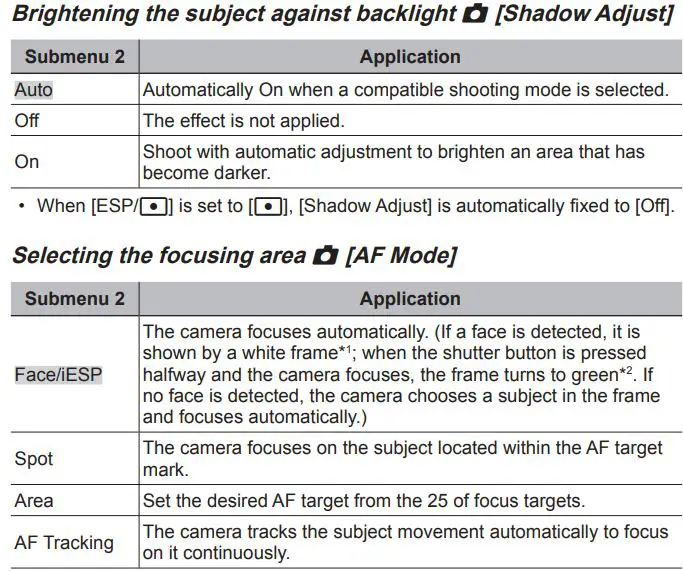 OLYMPUS Digital Camera Instruction Manual - Camera Menu