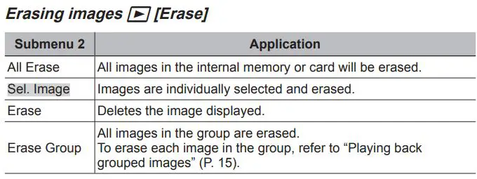 OLYMPUS Digital Camera Instruction Manual - Erasing images