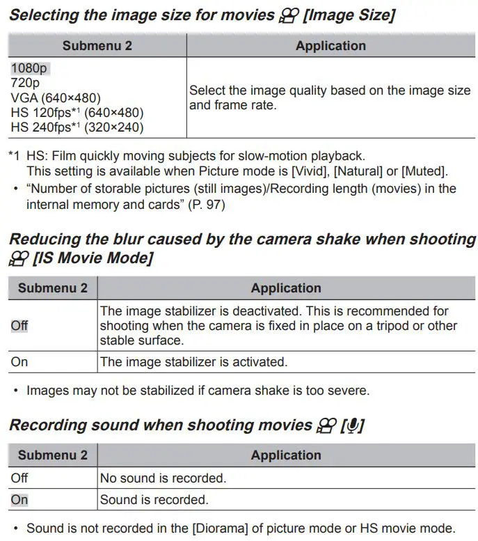 OLYMPUS Digital Camera Instruction Manual - Movie Menu 1