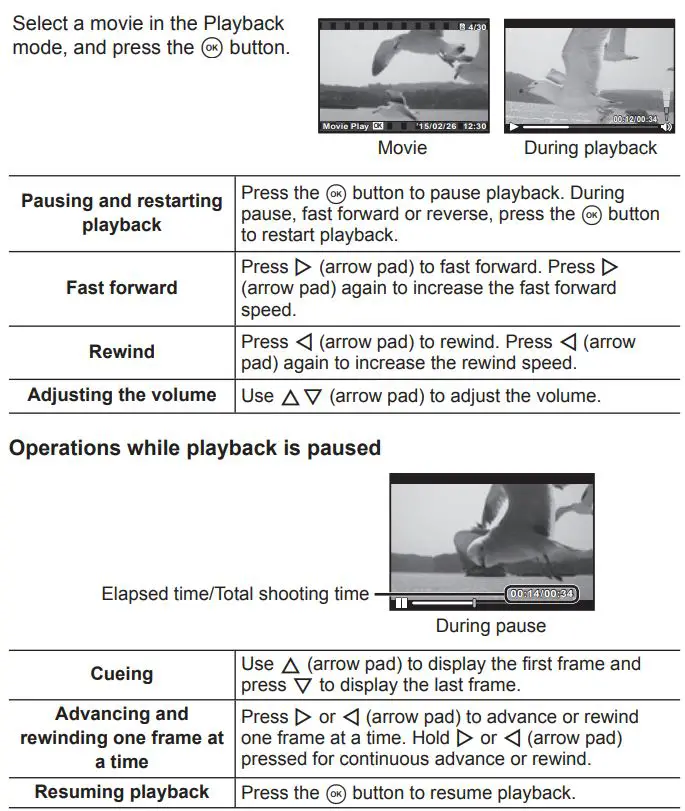 OLYMPUS Digital Camera Instruction Manual - Movie playback