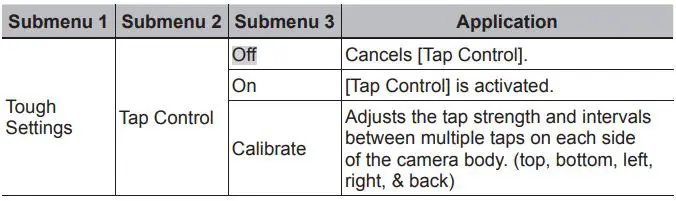 OLYMPUS Digital Camera Instruction Manual - Operating the camera by tapping the body