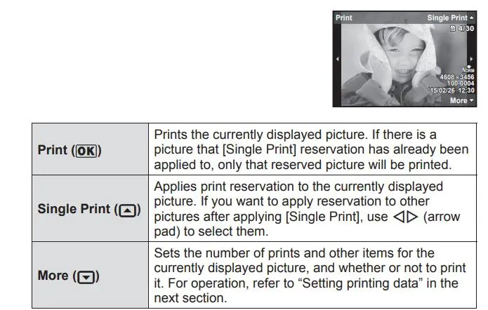OLYMPUS Digital Camera Instruction Manual - Selecting pictures you want to print