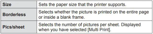 OLYMPUS Digital Camera Instruction Manual - Setting the print paper items
