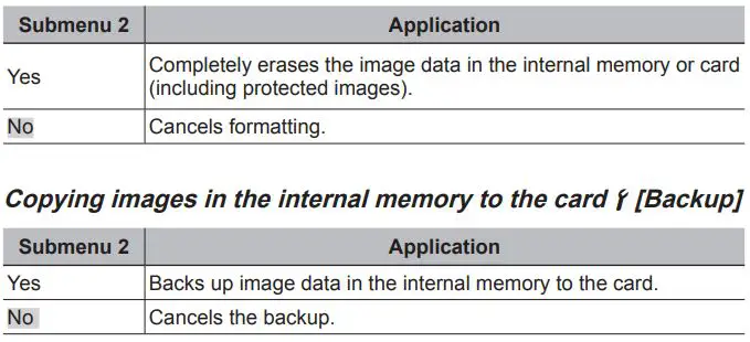 OLYMPUS Digital Camera Instruction Manual - Settings Menu 1