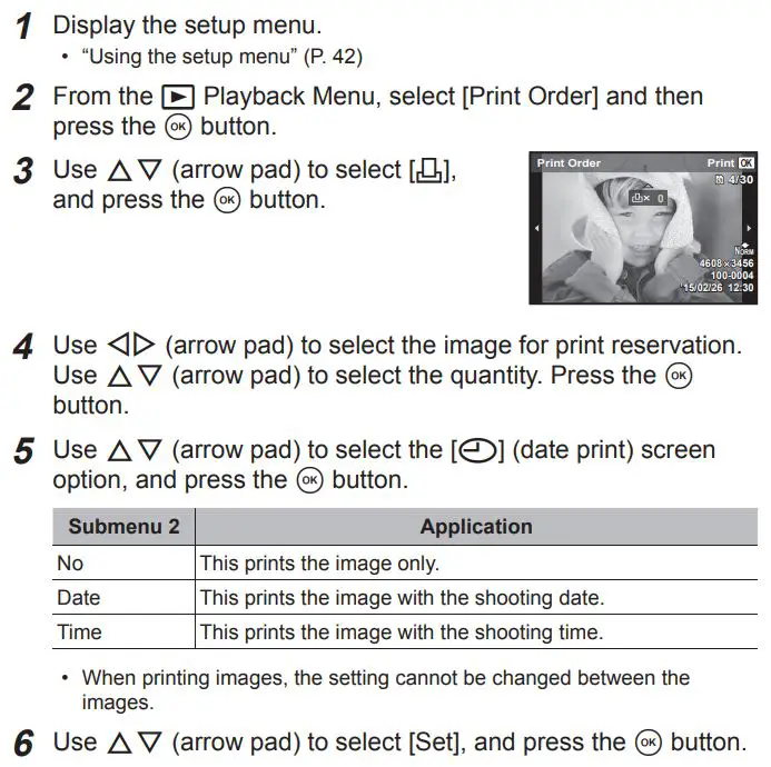 OLYMPUS Digital Camera Instruction Manual - Single-frame print reservations