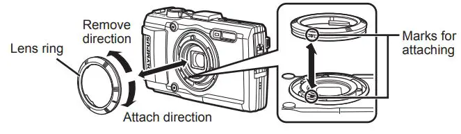 OLYMPUS Digital Camera Instruction Manual - To attach remove the lens ring