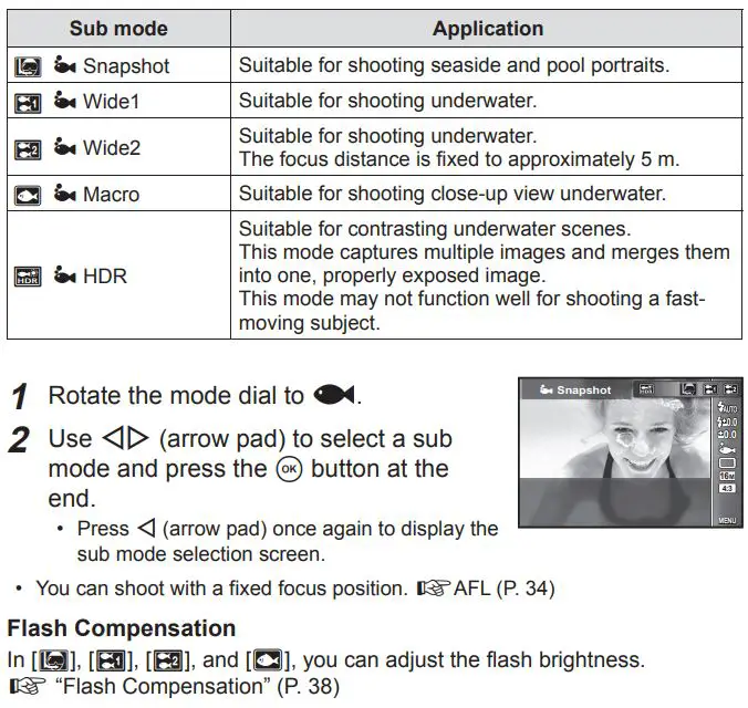 OLYMPUS Digital Camera Instruction Manual - Underwater mode