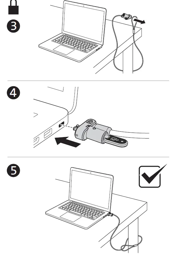 Kensington K62318 Universal 3-in-1 Keyed Laptop Lock Standard Keyed 5