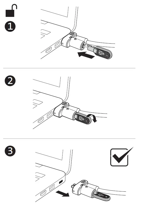 Kensington K62318 Universal 3-in-1 Keyed Laptop Lock Standard Keyed 6