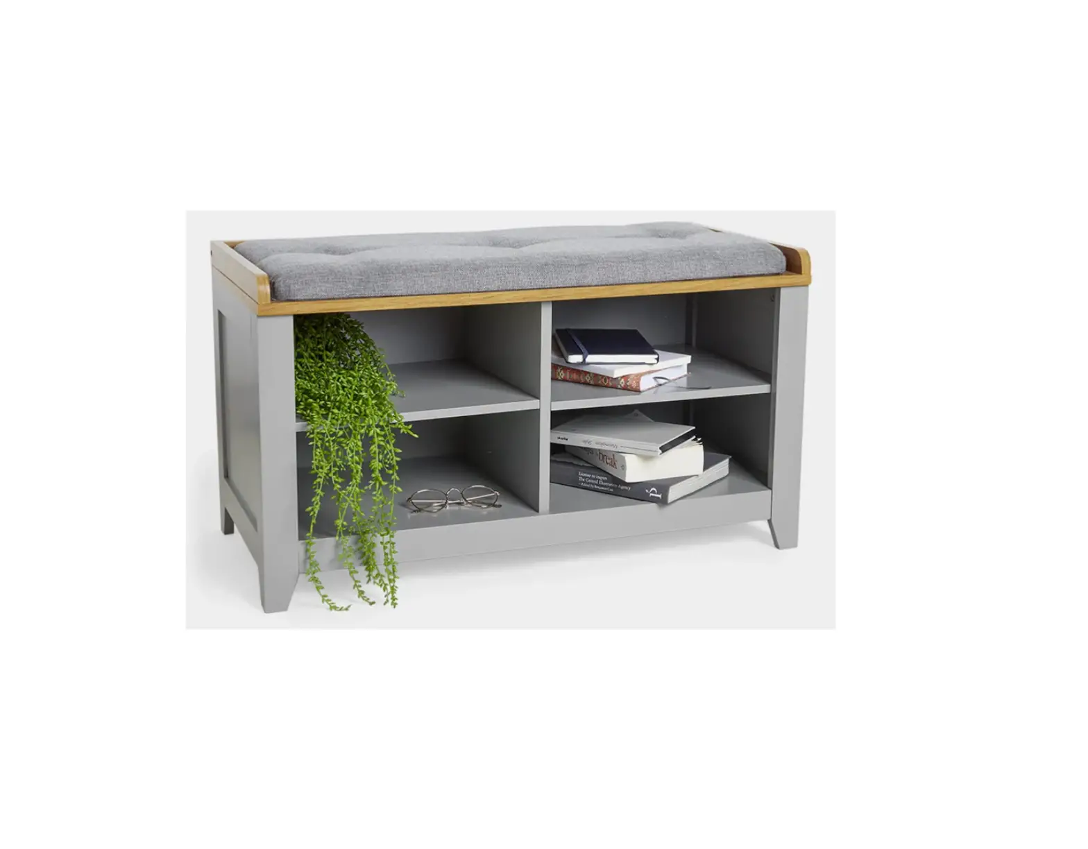 Vonhaus 3000218 Grey And Wood Storage Seat Instruction Manual