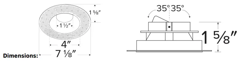 ELCO Lighting ELK430B 4 Inch Pex Round Trimless Adjustable Smooth Reflector Trim - Technical Details