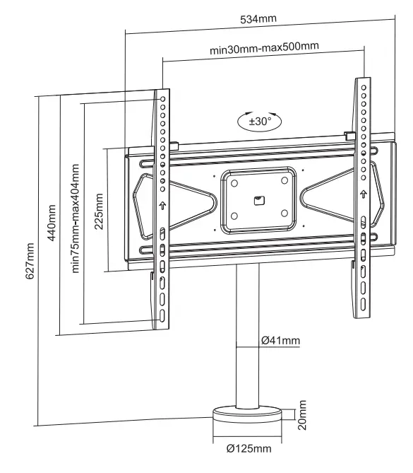 MULTIBRACKETS-M-VESA-Bolt-Down-TV-mount-Turn-400-MAX-Fig-01