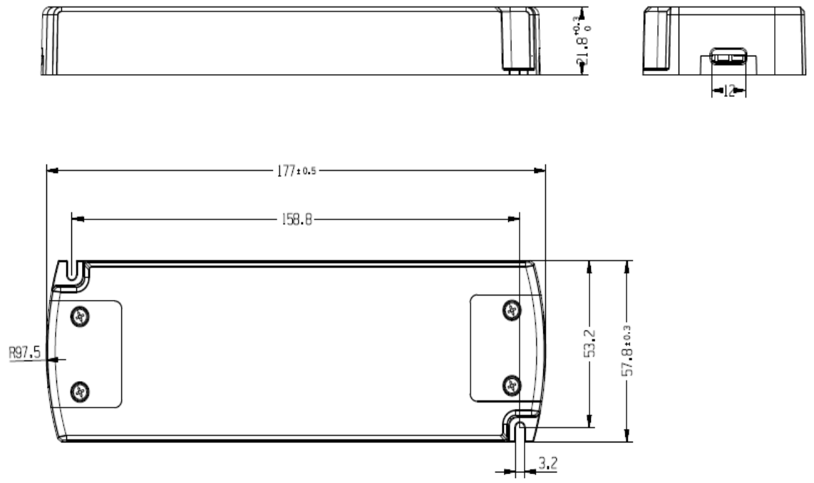 VADSBO DIM50 24 Dimbart Drivdon 50W 24VDC LED Driver - Dimensions