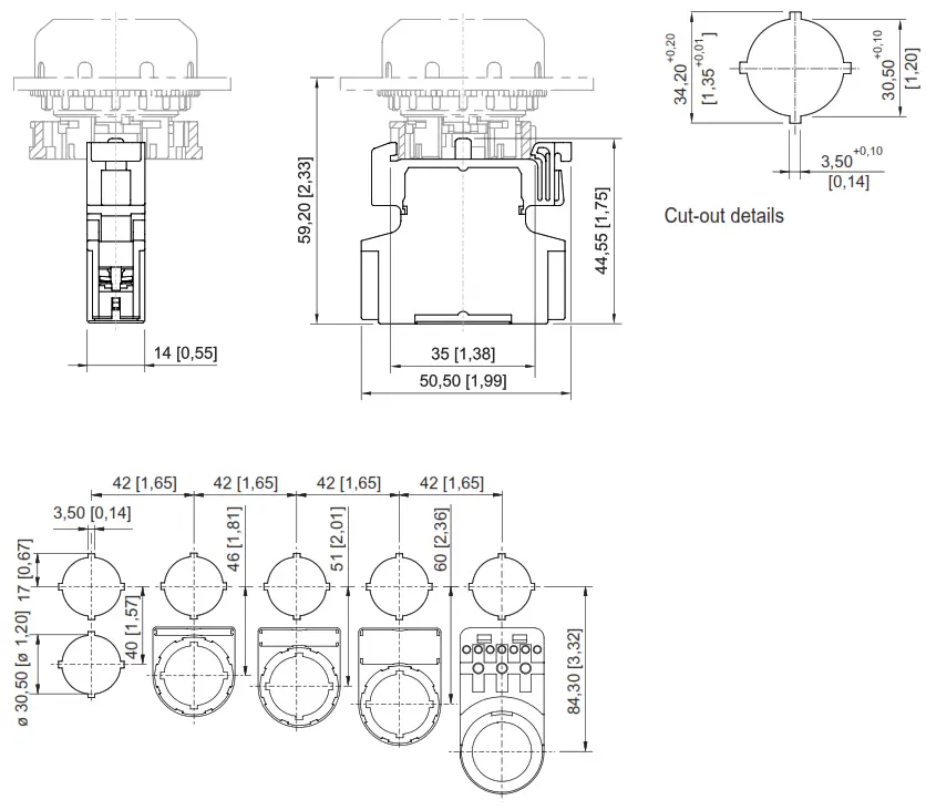 STAHL 240898 Contact Element for Front Installation NC - Figure 1