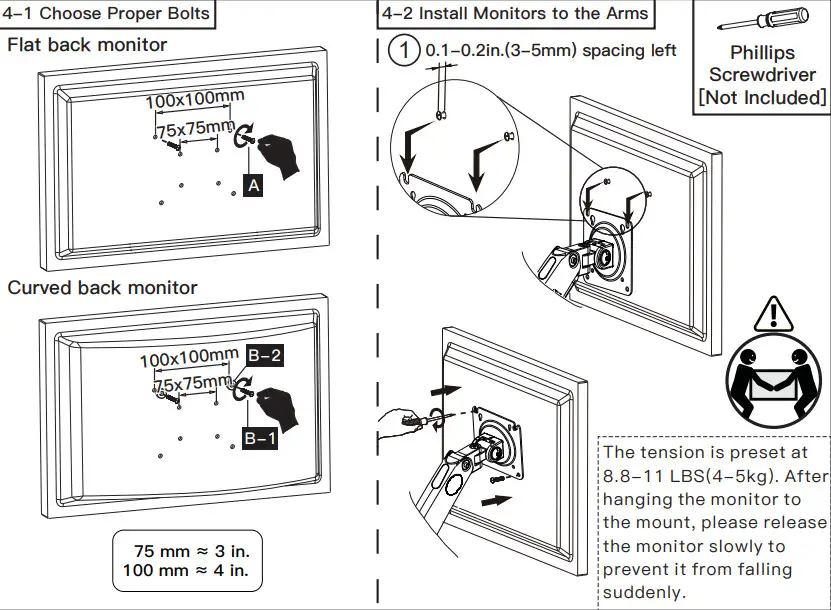 HUANUO HNSS12 Monitor Desk Mount - Monitors to the Arm