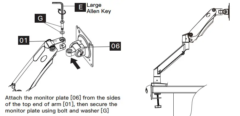 HUANUO HNSS12 Monitor Desk Mount - Plate to Arm