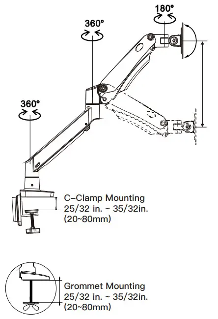 HUANUO HNSS12 Monitor Desk Mount - Product Features