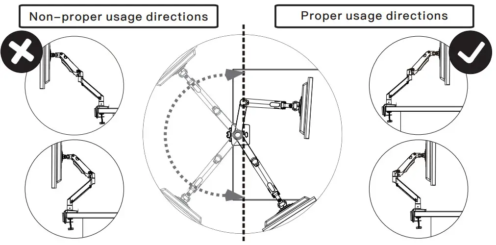 HUANUO HNSS12 Monitor Desk Mount - Restriction