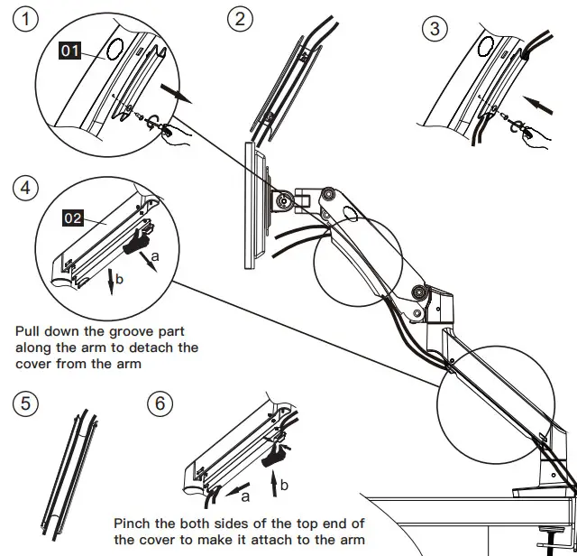 HUANUO HNSS12 Monitor Desk Mount - along the Arms