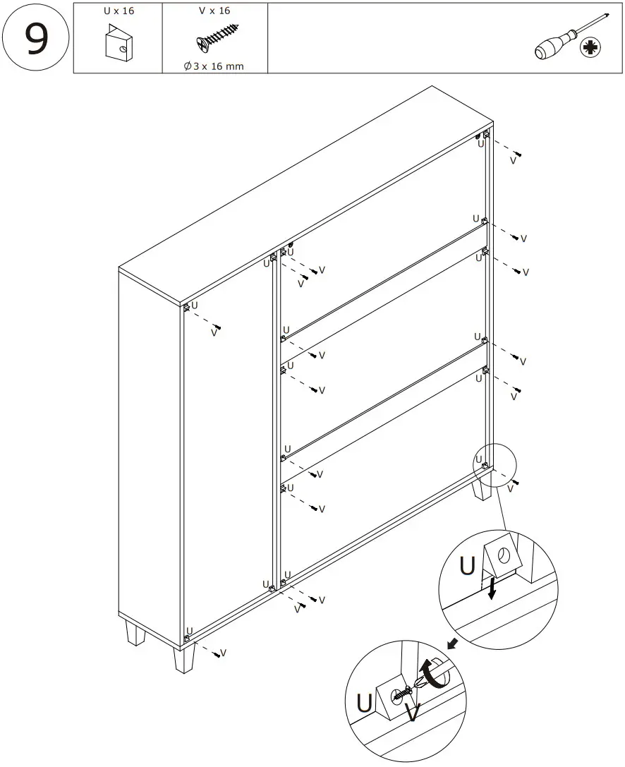 FUFU GAGA WFKF210049 20 Pair White Composite Shoe Cabinet - FIGURE 11