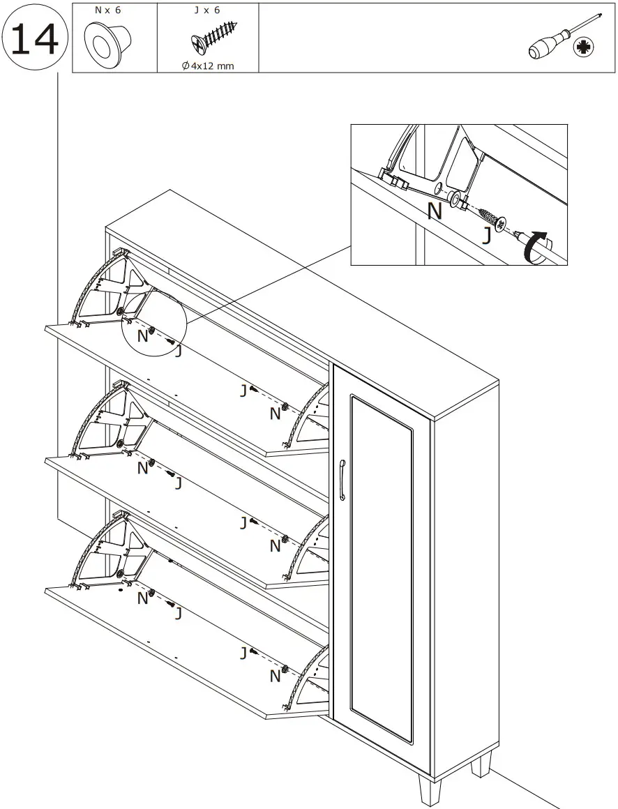 FUFU GAGA WFKF210049 20 Pair White Composite Shoe Cabinet - FIGURE 15
