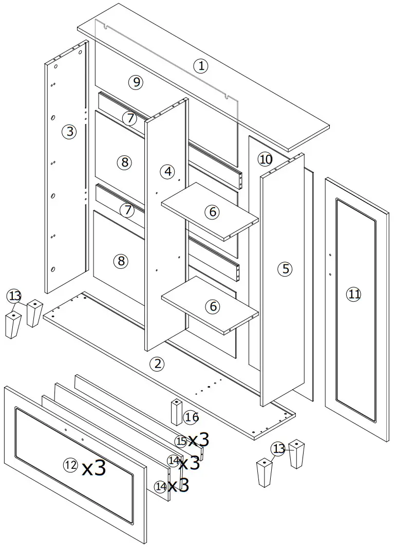 FUFU GAGA WFKF210049 20 Pair White Composite Shoe Cabinet - FIGURE 2