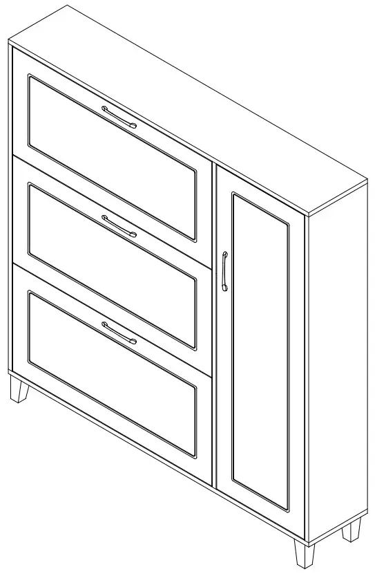 FUFU GAGA WFKF210049 20 Pair White Composite Shoe Cabinet