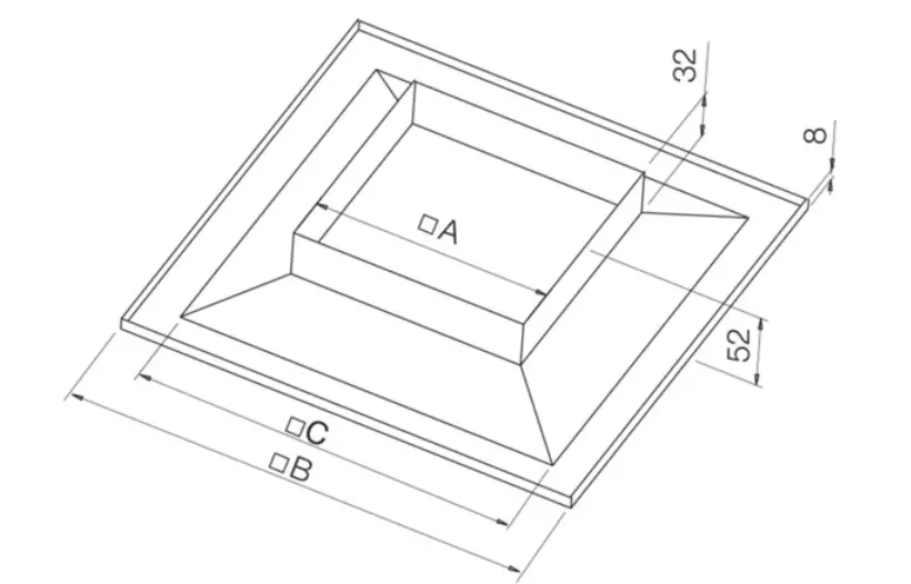 systemair KVADRA-150 Ceiling Installation Exhaust Diffuser - Dimensions