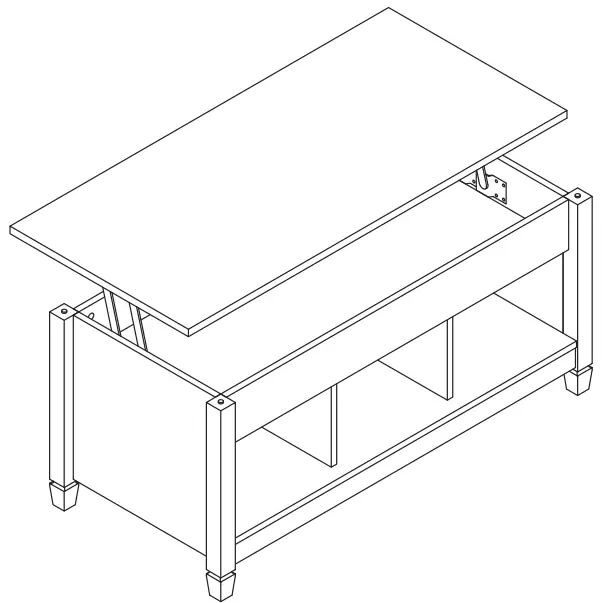 ANGELES HOME 8CK-65HW716WH 41 Inch L White Rectangle Wood Lift Top Coffee Table -