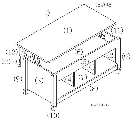 ANGELES HOME 8CK-65HW716WH 41 Inch L White Rectangle Wood Lift Top Coffee Table - step19
