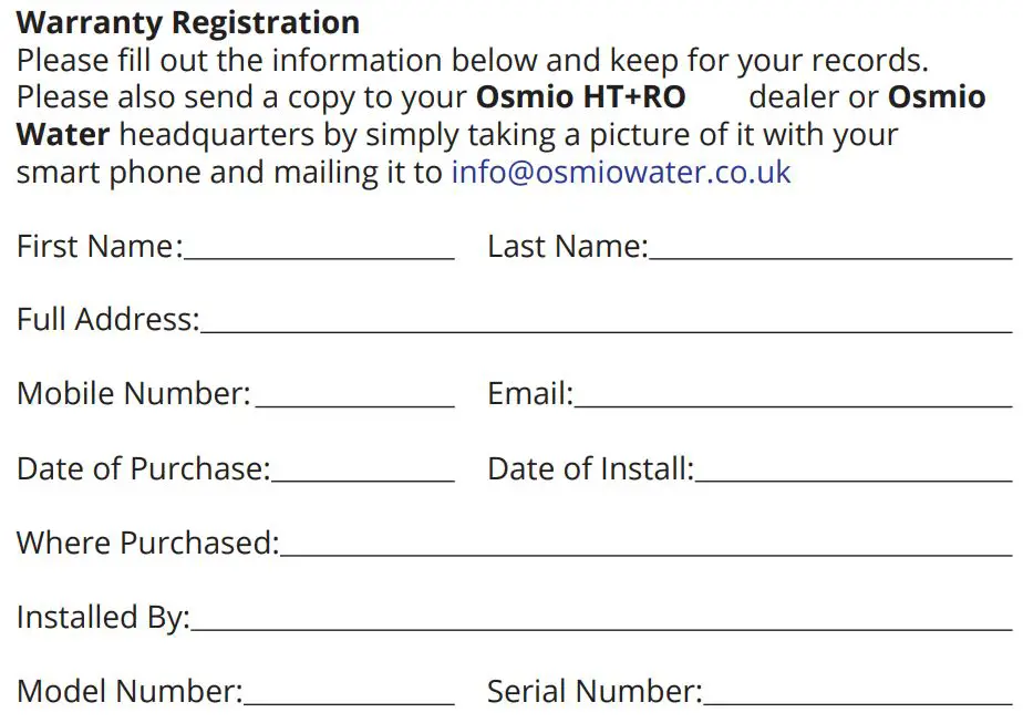 osmio WATER TECHNOLOGY Dental & Lab Direct Flow Reverse Osmosis System Instruction Manual - After Sales