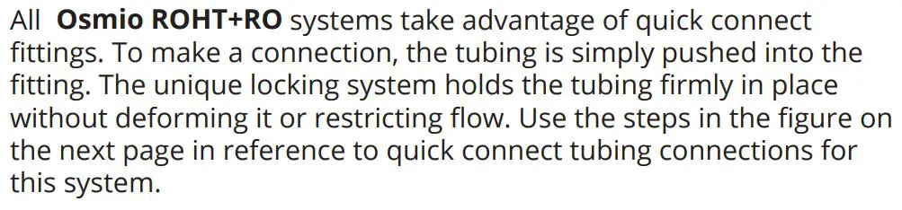 osmio WATER TECHNOLOGY Dental & Lab Direct Flow Reverse Osmosis System Instruction Manual - How to Use Quick Connect Fittings
