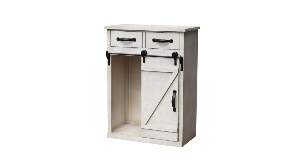 Parisloft 10008b Distressed White Wood Storage Cabinet User Manual