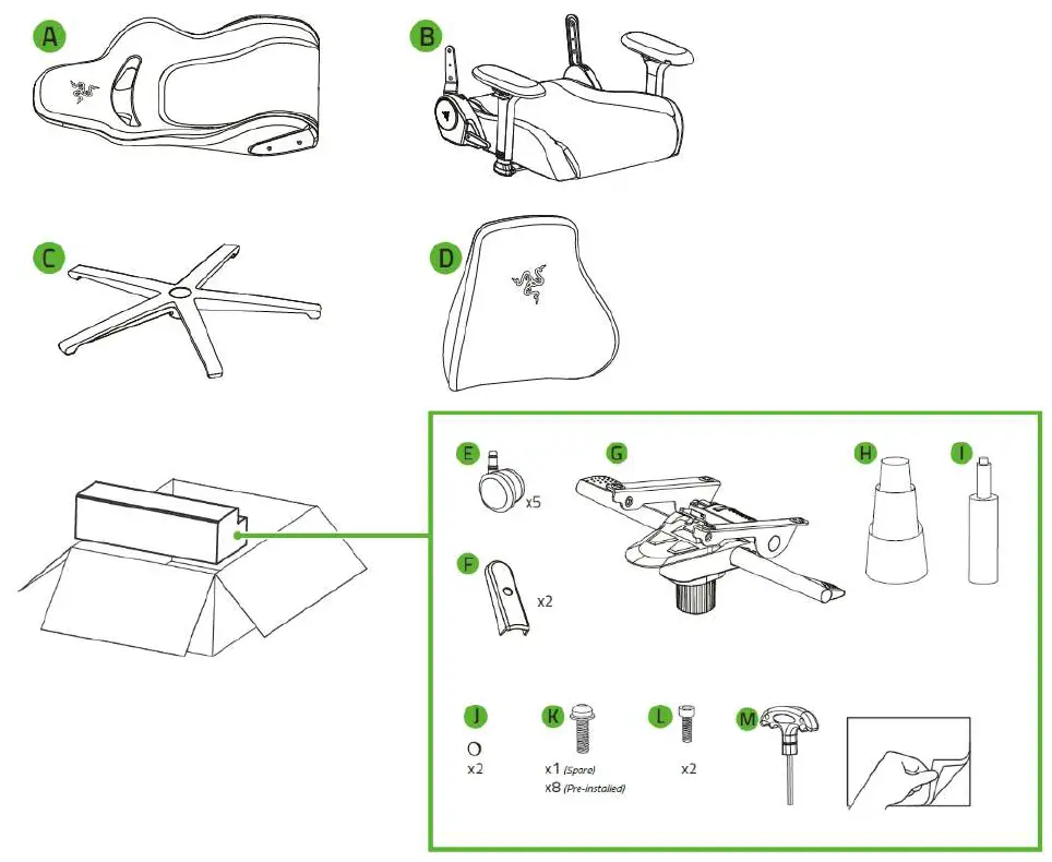 RAZER RZ38 Enki Black Computer Chair 01