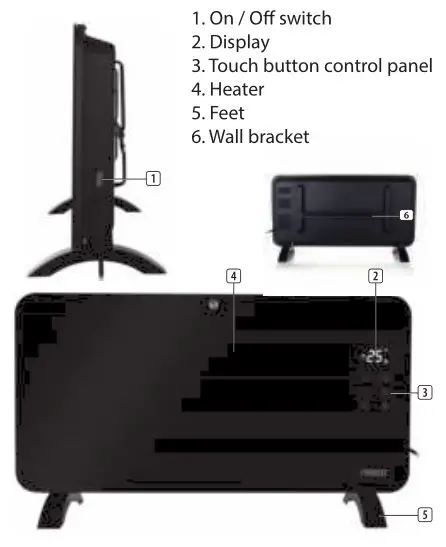 Princess Smart Glass Panel Heater - PARTS DESCRIPTION