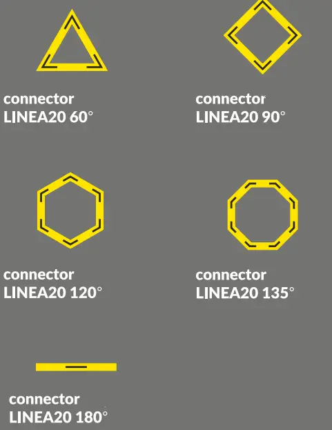 Topmet LINEA20 LED Aluminum Profile - Connrctors Possibilities