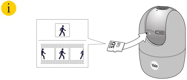Yale SV-DPFX-B Motion Detection Indoor WiFi Camera Pan & Tilt - Insert memory card